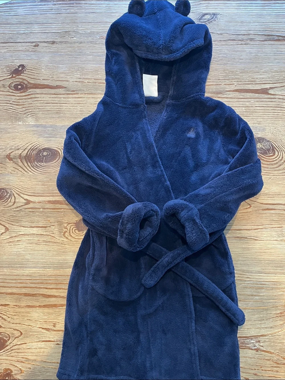 GAP Navy Plush Hooded Bathrobe with Bear Ears